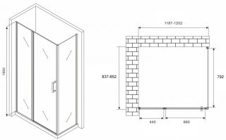 Душевой уголок ABBER Sonnenstrand AG04120MS-S85M 120x85см хром